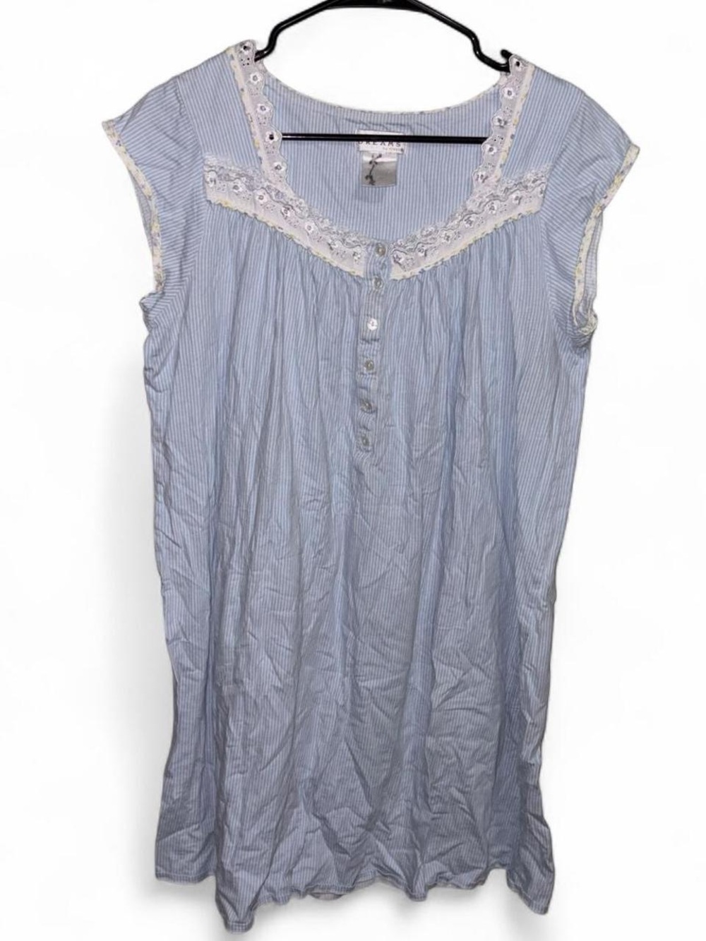 Celestial Dreams blue and white nightgown with delicate flower lace trim